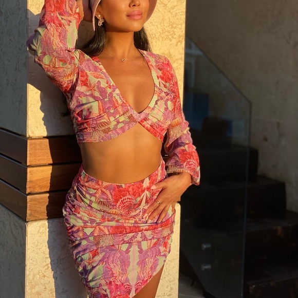 Multicoloured mini cut out dress - Picture 1 of 4